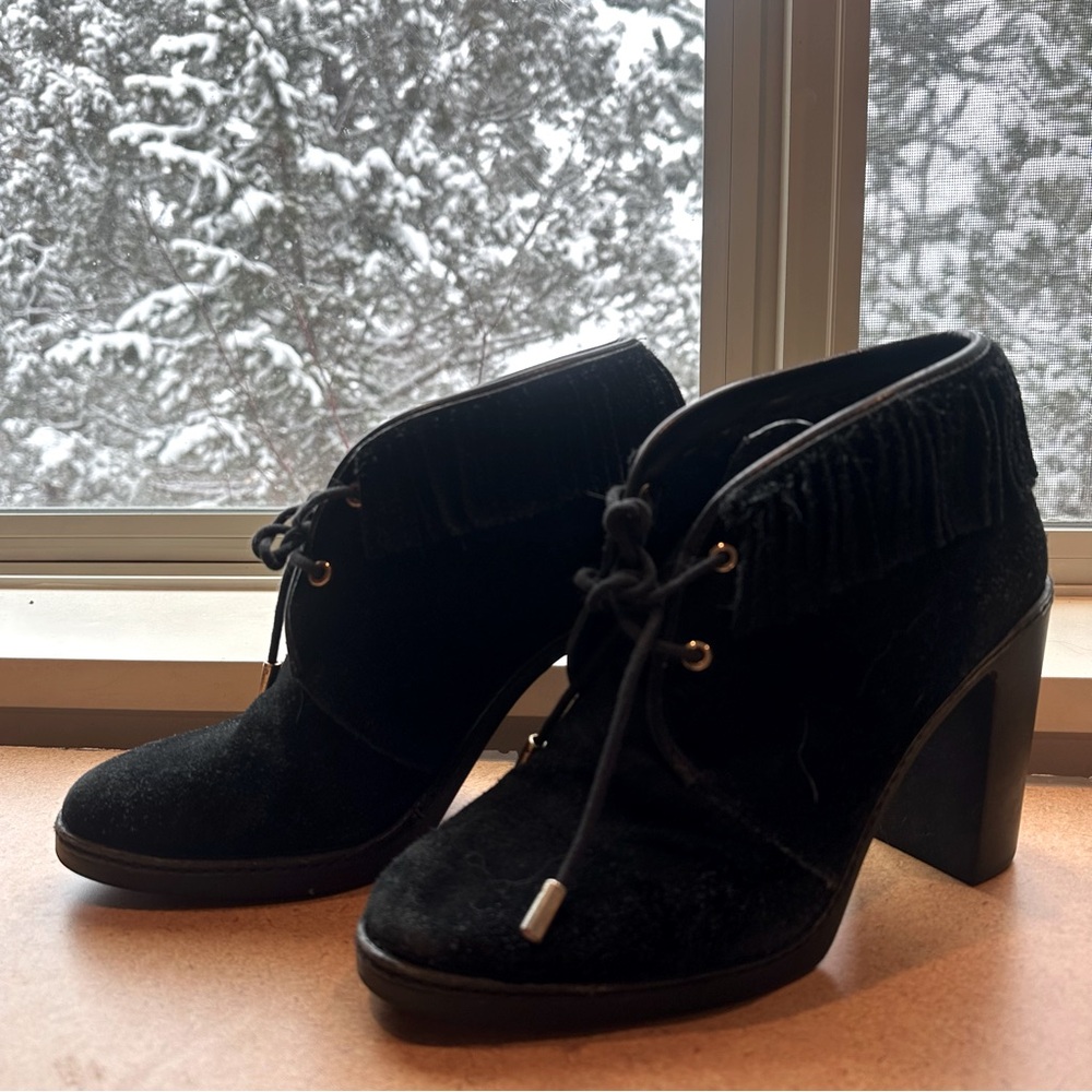 Tory Burch Black Suede Lace Booties 10